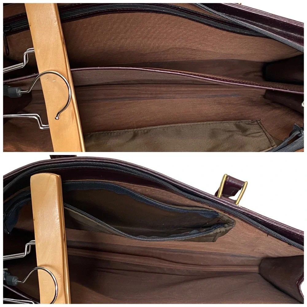 VTG Laptop Portfolio Bag Burgundy Full Grain Leather Briefcase Made In Romania